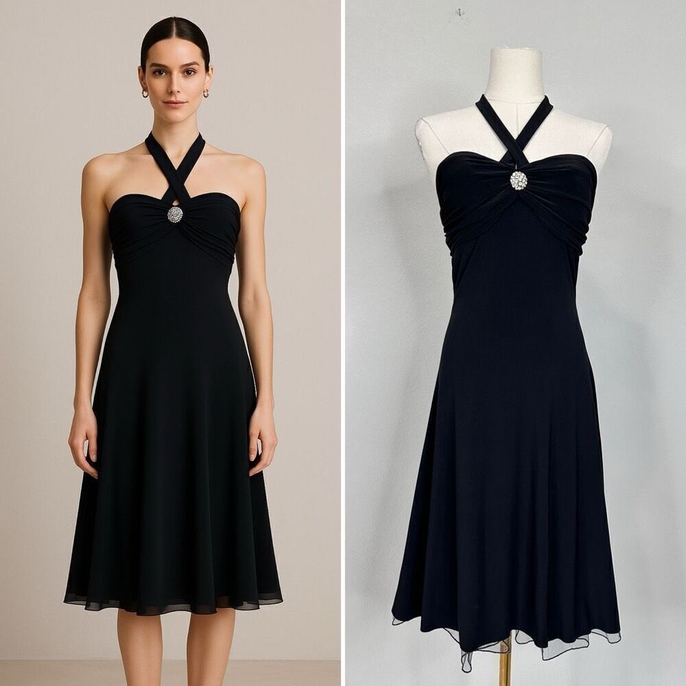 90s Y2K B. Smart Halter Dress Sz 3/4 Whimsygoth Dark Romance Punk Goth Hoco